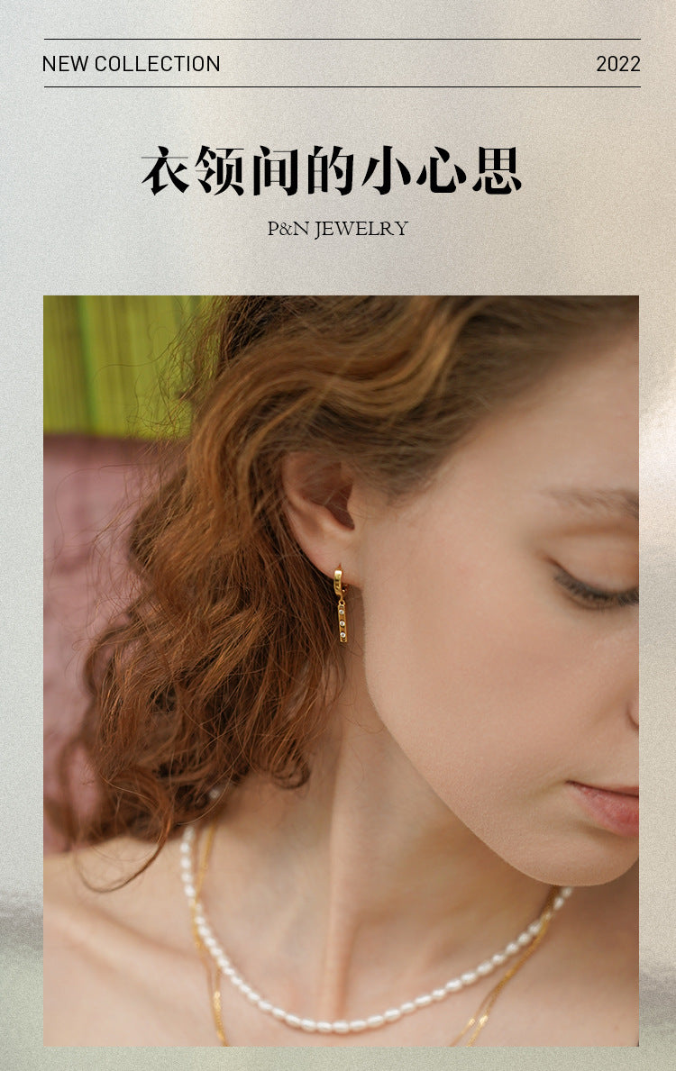 New Trendy High-end Feel Pure Silver Earrings French Light Luxury Niche Hoop Earrings