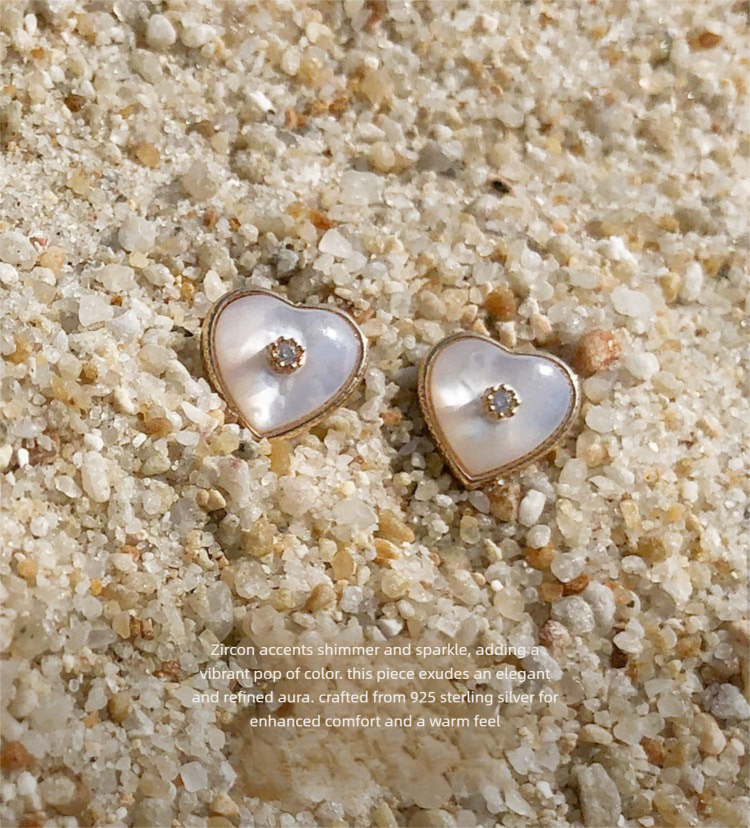 Heart-shaped Mother-of-Pearl Earrings High-end Pure Silver Earrings Women's Jewelry Jewelry Davidjewelry david001