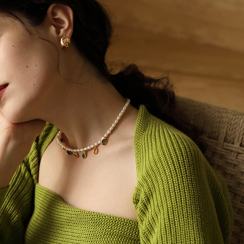 Pearl Choker Collarbone Chain Jewelry for Women, Fairy Vintage Sweater Necklace, Design Sense, Light Luxury Niche Brand Necklace, Jewelry Gold Necklacejewelry gold necklace002