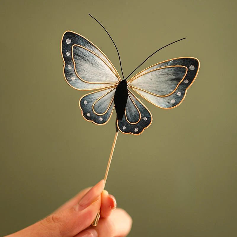 Chinese Handmade Silk Velvet Flower Brooch High-end Butterfly Velvet Flower Coat Brooch Ancient Style Accessories David Gold Necklace Yurman