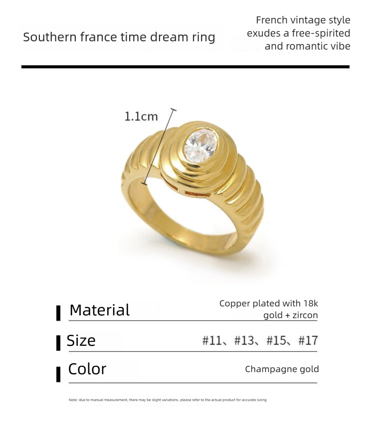 Copper Alloy Synthetic Zircon Ring Personality Retro Simple Temperament Palace Light Luxury Niche Fashion French David Gold Necklacedavid gold necklace003