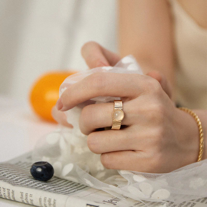 Copper Alloy Ring Vintage French Style Light Luxury Elegant Simple Fashion Satin Pattern Ring David Jewelrydavid jewelry003