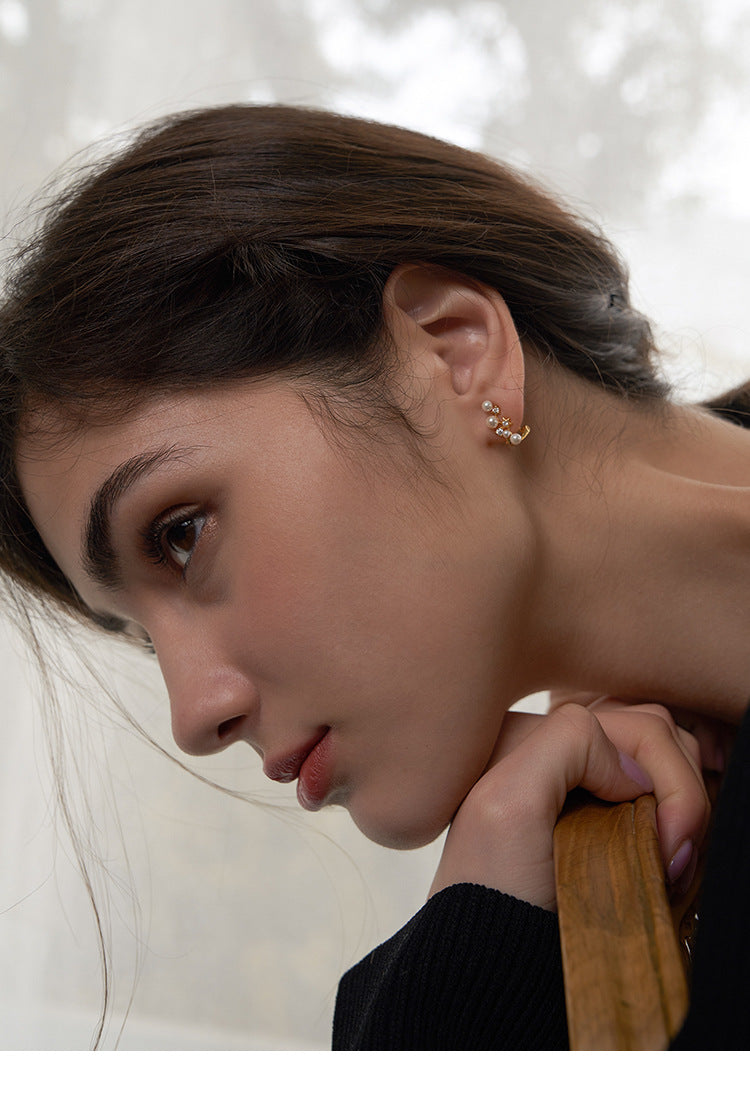 Pearl Ear Clips No Piercing Ear Cuffs for Women European and American Retro Ear Hook Earrings High-end Gold Necklace Davidgold necklace david