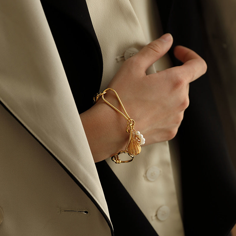 Brass Alloy Bracelet Bracelet Ins Niche Design Simple Trendy High-end Vintage Women's Pendant Bracelet David Jewelry Gold Necklacedavid jewelry gold necklace