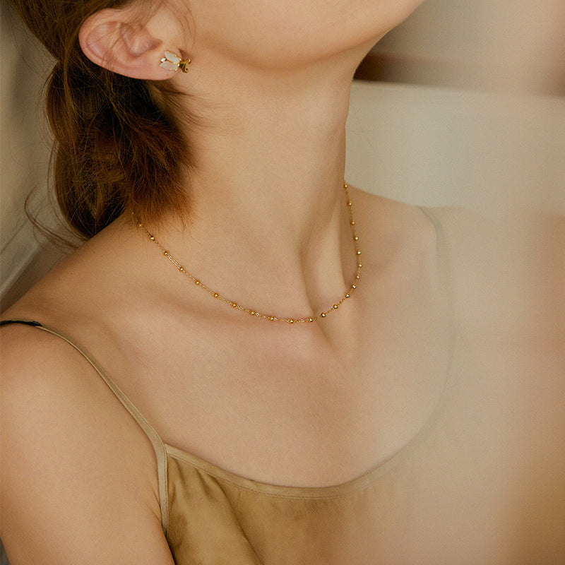 Titanium Steel Necklace Women's Necklace Niche Design Light Luxury Retro French Style High-end Elegant Simple