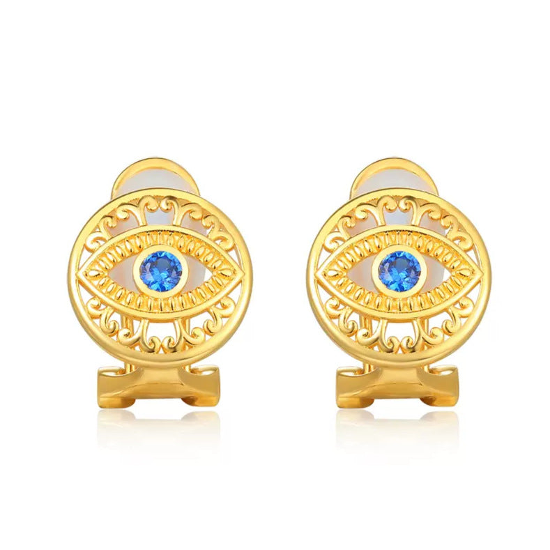 Copper Alloy Synthetic Zircon Earrings Elegant Niche French Retro Simple Ear Clips Gold Necklace Davidgold necklace david001