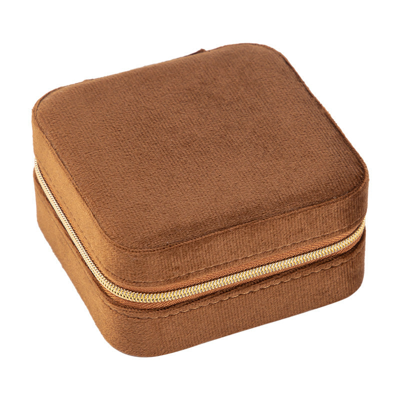 Christmas Gift High-end Velvet Jewelry Box Travel Portable Jewelry Box Earrings Necklace Ring Box Cross-border Jewelry Tiffany Gold Necklace Davidjewelry Tiffany gold necklace david