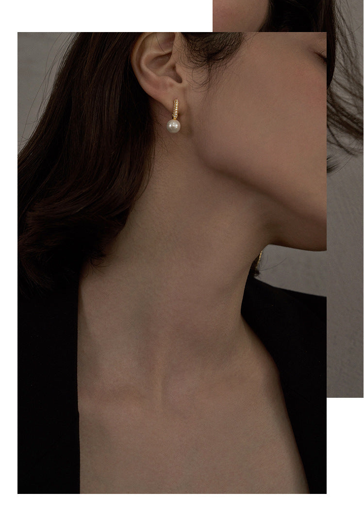 18K Gold Plated Earrings High-end Design Pure Silver Light Luxury Elegant Earrings Studs Women Natural Pearl Earrings Jewelry Gold Necklacejewelry gold necklace001