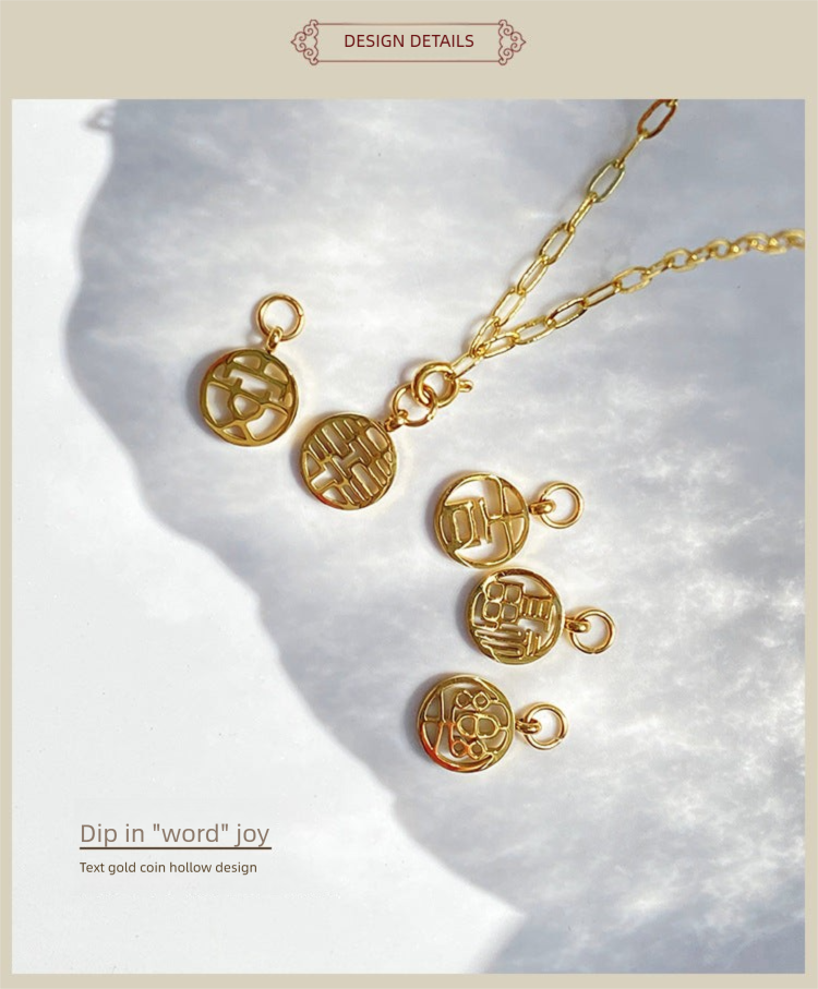 2022 New Titanium Steel Pendant for Women, Light Luxury Retro Chinese Style New Year Niche High-end Pendant Jewelry David Gold Necklacejewelry david gold necklace002