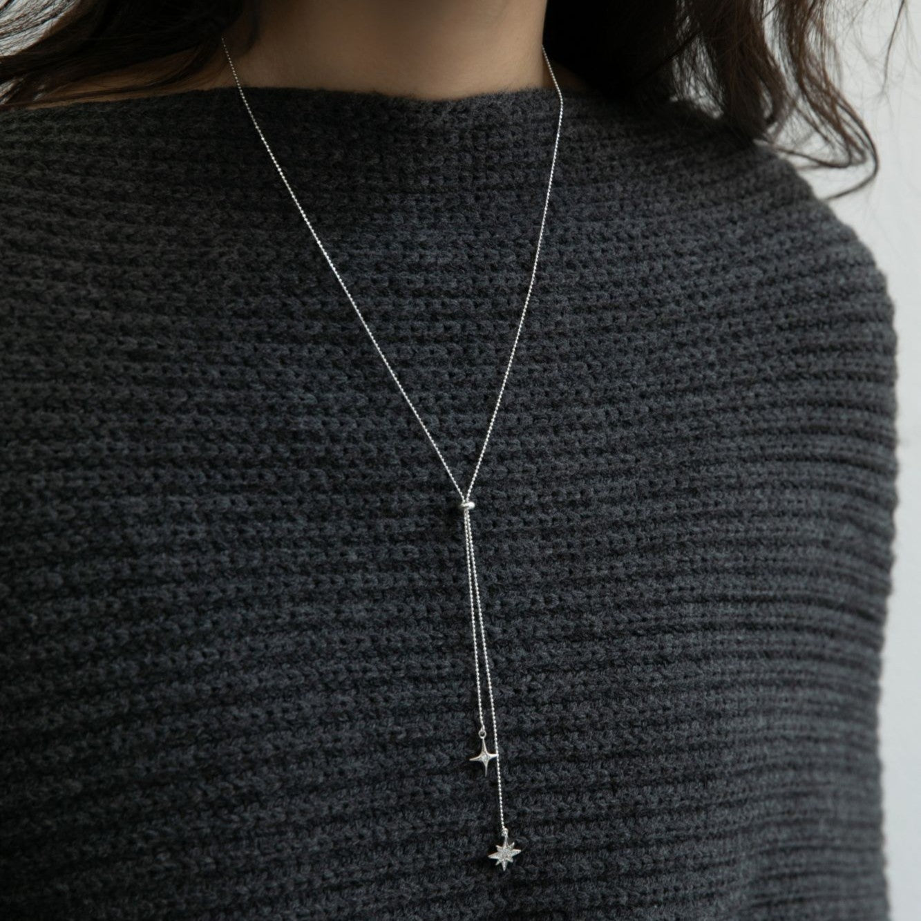 925 Silver Synthetic Zircon Chain Star and Moon Necklace High-End Light Luxury Niche Tassel Pendant Sweater Chain Gold Necklace Davidgold necklace david002