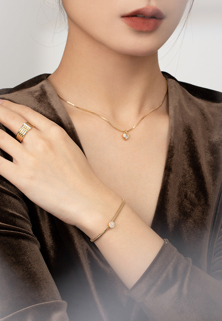 Copper Alloy Synthetic Zircon Bracelet Simple Ins Versatile Niche Light Luxury Fashionable Elegant Jewelry Non-Fading David Jewelrydavid jewelry