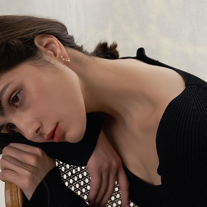 Pearl Ear Clips No Piercing Ear Cuffs for Women European and American Retro Ear Hook Earrings High-end Gold Necklace Davidgold necklace david