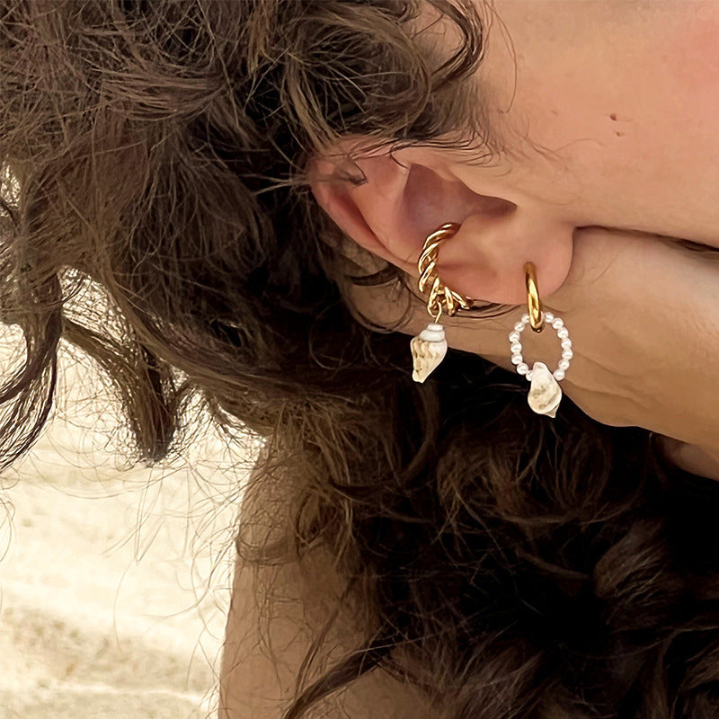 Copper Alloy Earrings Conch Ear Clip Female No Ear Piercing Earrings Unique Design french Ear Bone Clip Gold Necklace David Jewelrygold necklace david jewelry001