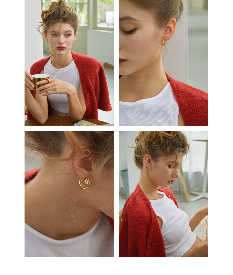 Copper Alloy Synthetic Zircon Earrings French Retro Style Elegant Earrings Design High-end Earrings Studs David Gold Necklacedavid gold necklace001