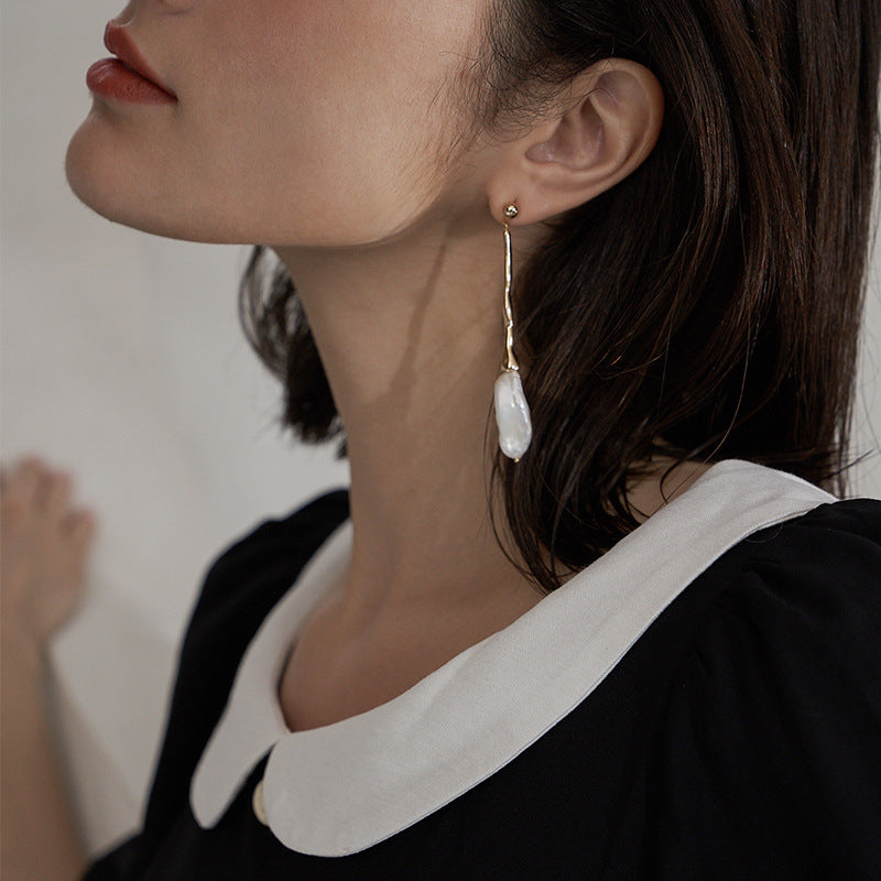 Baroque Pearl Earrings for Women 2021 New Trend Retro French Style Long Face Slimming Round Face Earrings Studs Gold Necklace Davidgold necklace david001