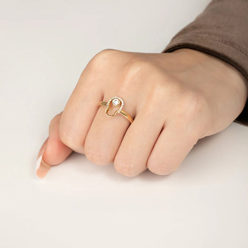 Synthetic Zircon Ring Made of Copper Alloy Gold Ring Light Luxury Inlaid Fashion Simple Adjustable Diamond-encrusted Niche Gold Necklace Jewelrygold necklace jewelry003