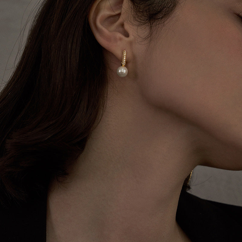 High-end Design Pure Silver Light Luxury Elegant Earrings Studs for Women Natural Pearl Ear Jewelry