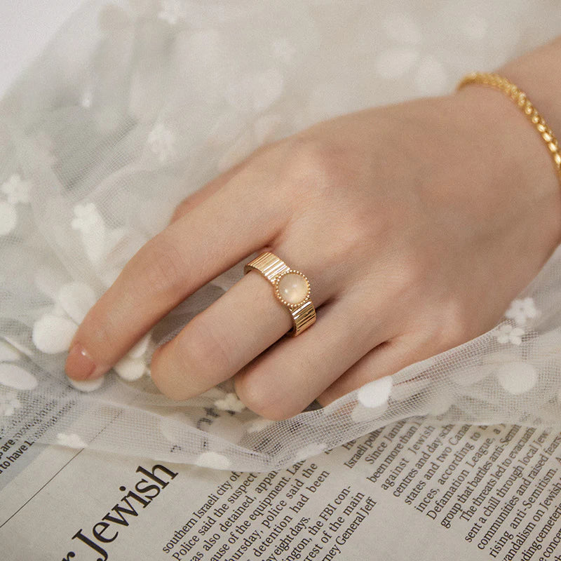 Copper Alloy Ring Vintage French Style Light Luxury Elegant Simple Fashion Satin Pattern Ring David Jewelrydavid jewelry003