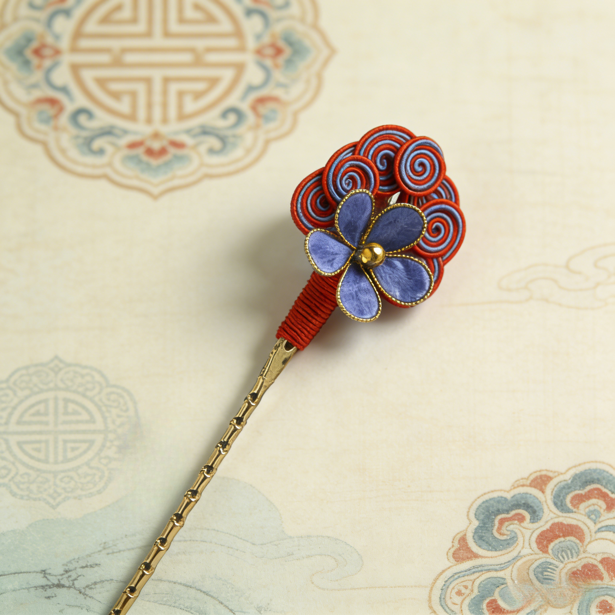 Chinese Intangible Cultural Heritage Handmade Filigree Velvet Flower Hairpin Chinese Classical Cheongsam Hair Accessories Retro David Gold Necklace Yurman009