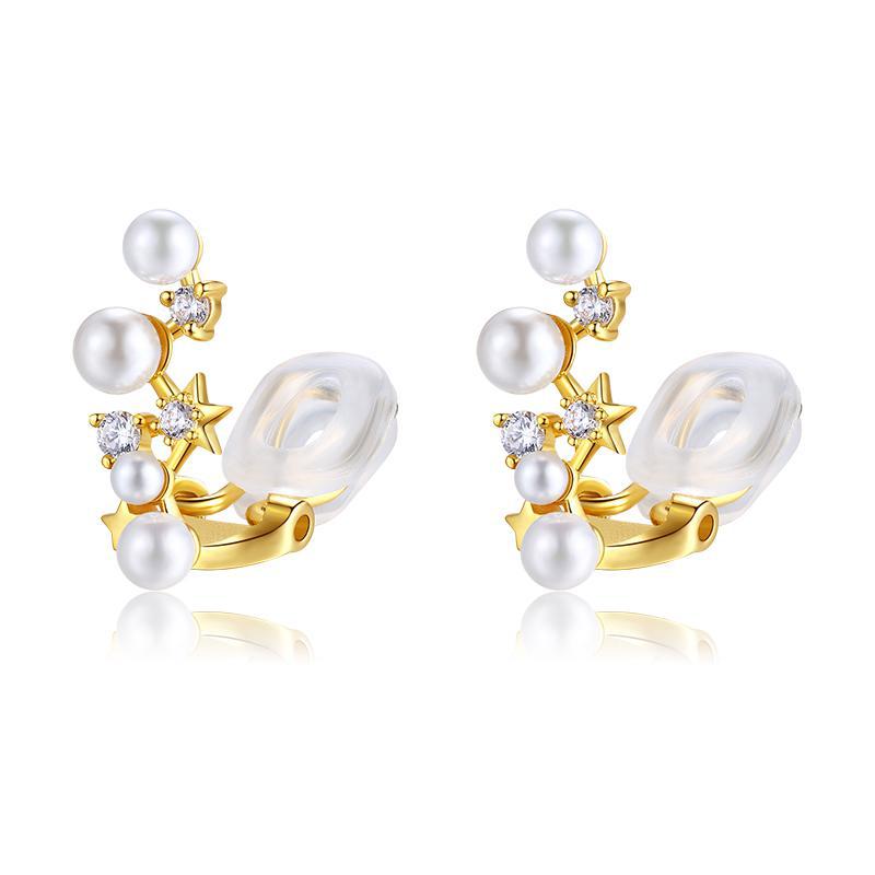 Pearl Ear Clips No Piercing Ear Cuffs for Women European and American Retro Ear Hook Earrings High-end Gold Necklace Davidgold necklace david