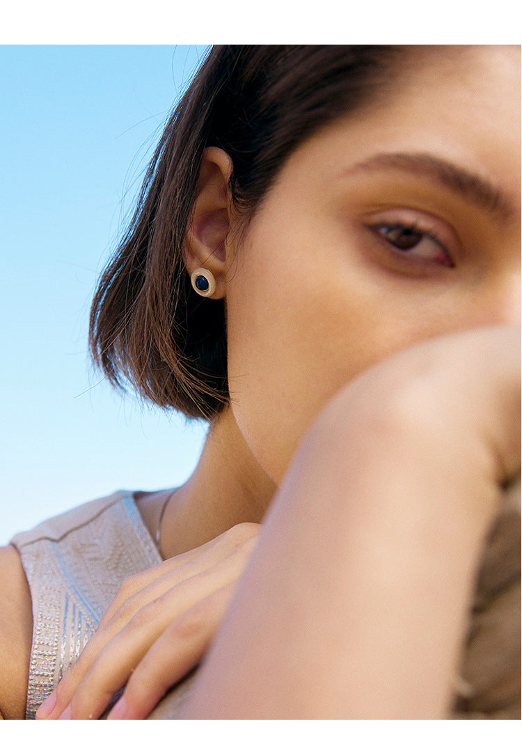 Sapphire Earrings High-end French Light Luxury Niche Design Earrings Ear Piercing Ear Bone Studs Vintage Earrings David Gold Necklacedavid gold necklace001