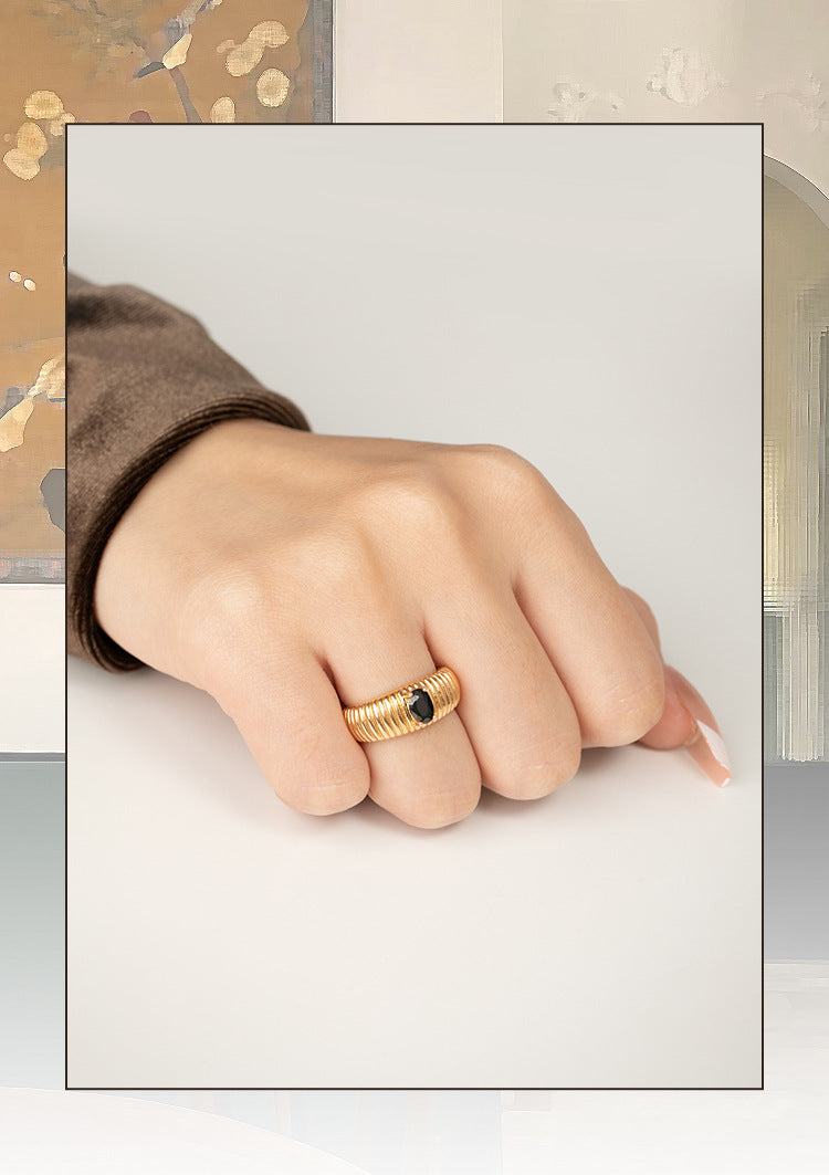 Copper Alloy Synthetic Zircon Ring Elegant Lazy Light Luxury Simple Personality Design Southern France Series Ring Gold Necklace Davidgold necklace david003