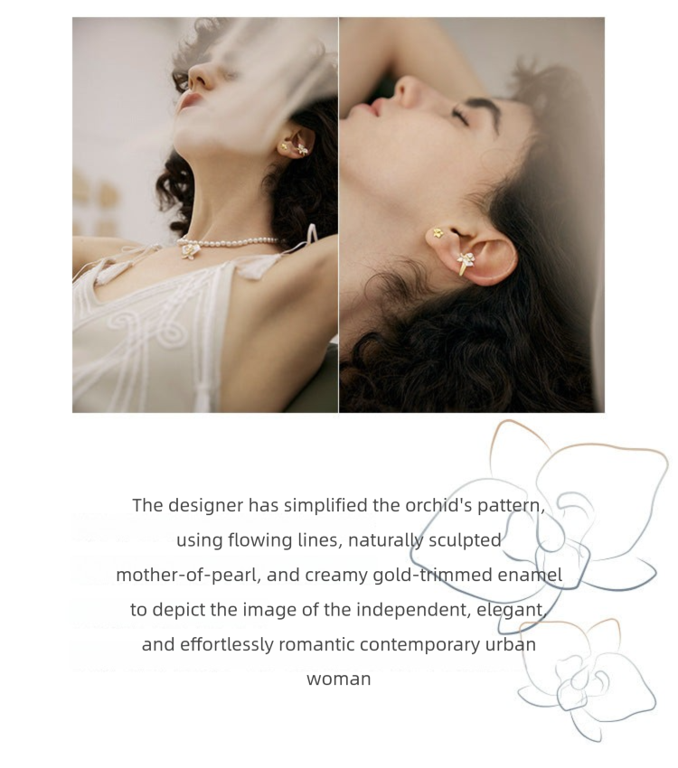 Enamel Copper Alloy Earrings Butterfly Ear Clips for Women Without Piercing High-end Niche Light Luxury French Ear Cuffs David Gold Necklacedavid gold necklace