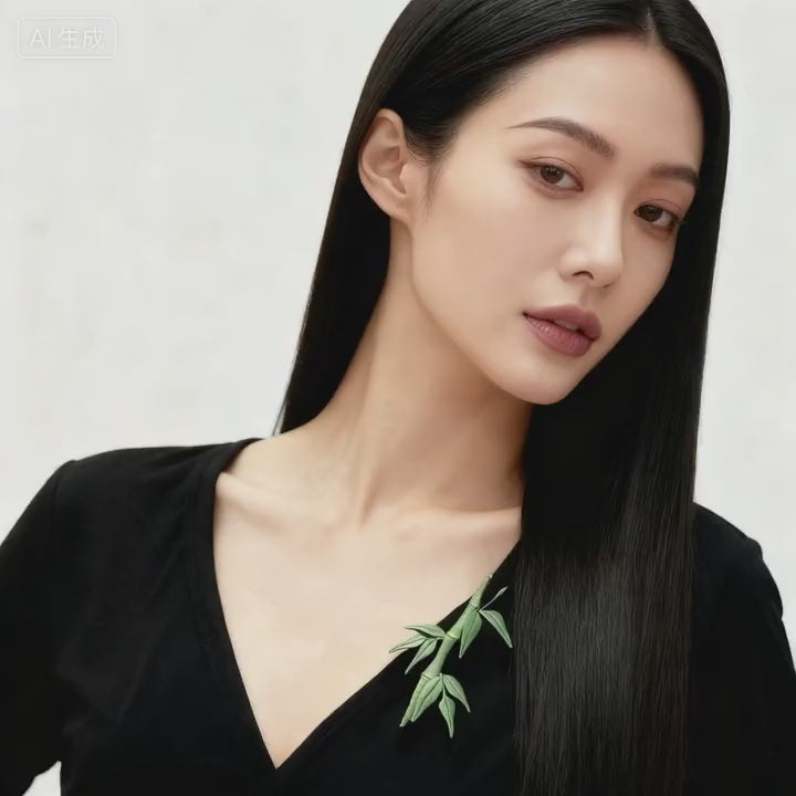 Handmade Chan Hua Bamboo Leaf Brooch - Minimalist Chinese Style